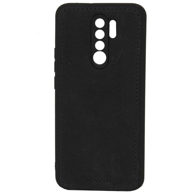 Накладка MAVIS для Xiaomi Redmi 9 шкіряна чорна-0