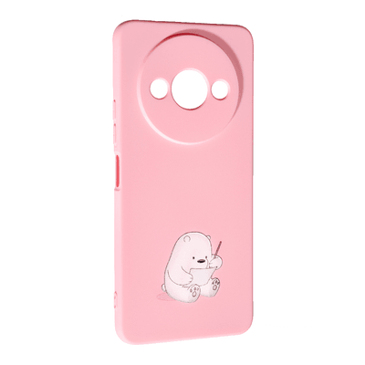 Накладка Silicone Case Art для Xiaomi Redmi A3 Bear (pink)-0