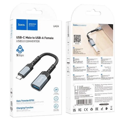Перехідник адаптер HOCO UA24 Type-C to USB female 2.0 converter-0