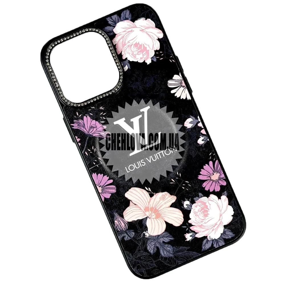 Leather Brand Crystal Camera MagSafe IPhone 15 ЛВ чорна-0