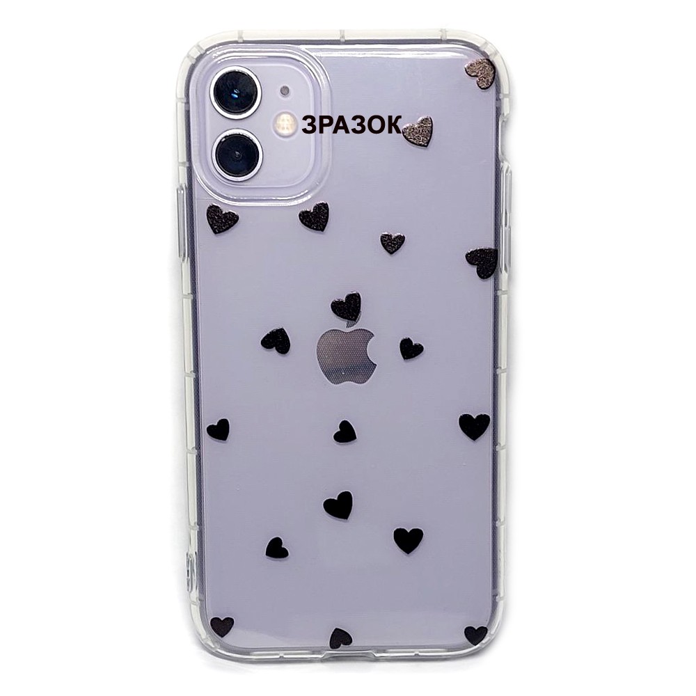 Накладка Transparent in Hearts для Iphone 16 Pro (Black)-1