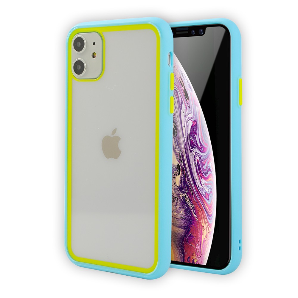 Чохол Contrast Color для iPhone 11  (Sky Blue- Yellow)-0
