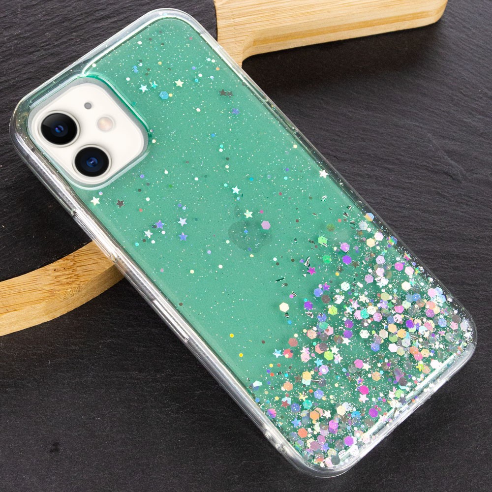 Накладка Star Glitter для IPhone 11 (6.1") прозора/м`ятна-1