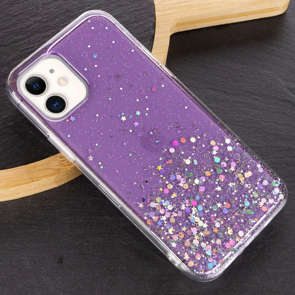 Накладка Star Glitter для IPhone 11 (6.1") прозора/бузкова-1