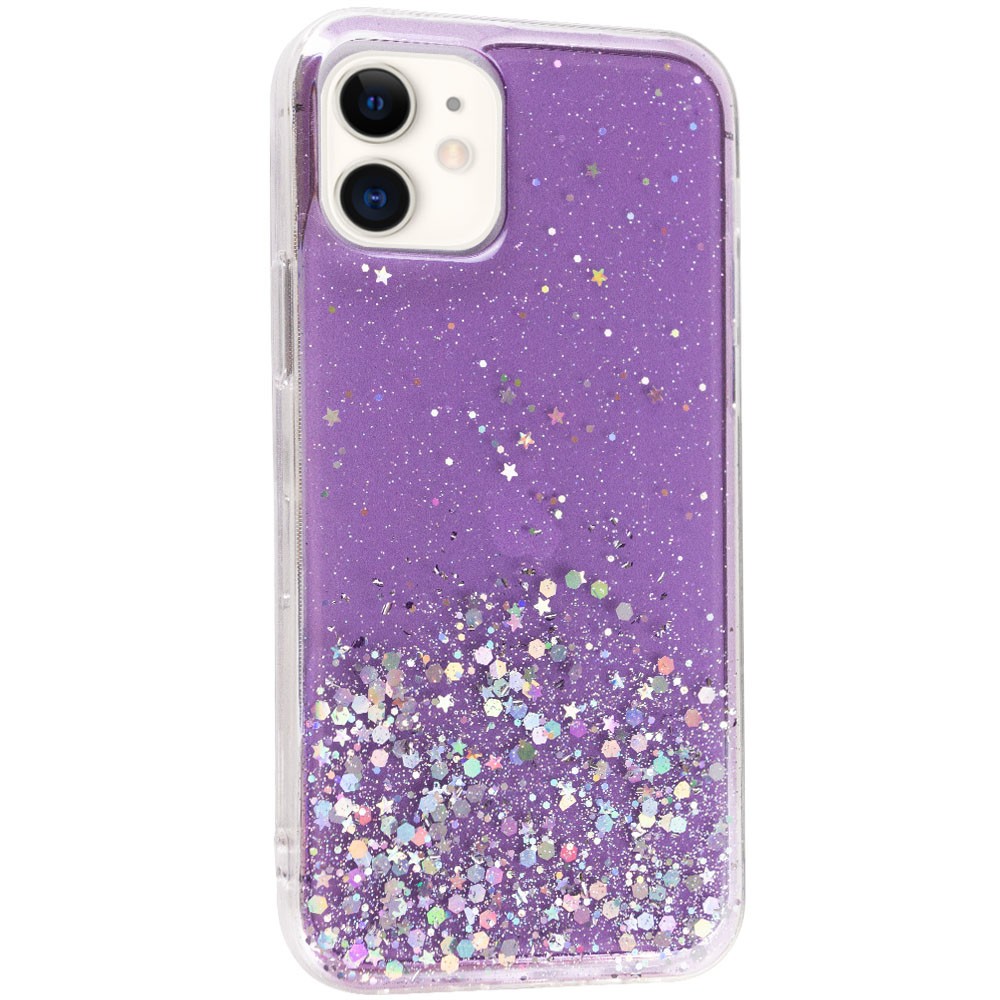 Накладка Star Glitter для IPhone 11 (6.1") прозора/бузкова-0