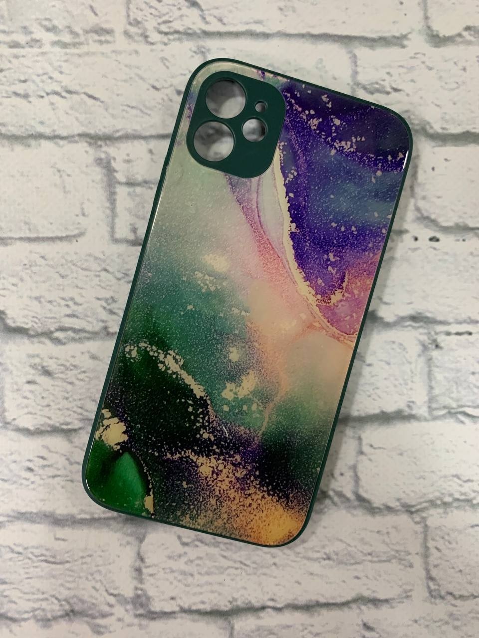 Накладка Marble Clouds iPhone 11 (Зелений, скло)-0