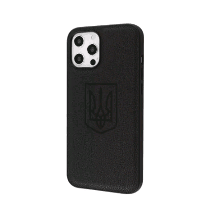 Накладка WAVE Ukraine Leather для iPhone 11 Чорна (coat of arms)-0