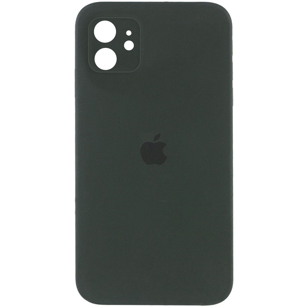 Silicone Case Square Full Camera Protective (AA) для iPhone 11 (Black green)-0