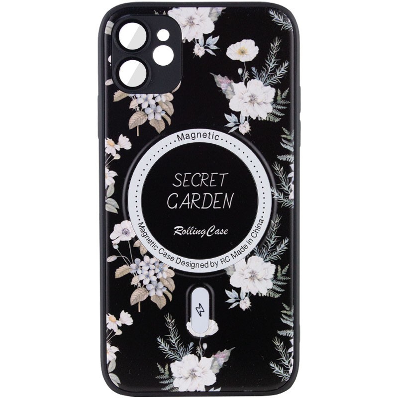 Накладка Flower case (Magsafe+camera protection) для Iphone 11  (Black)-0