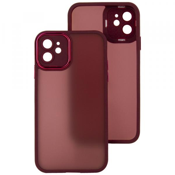 Накладка Luxury Metal Lens для Iphone 11 (6.1) (Марсала)-0