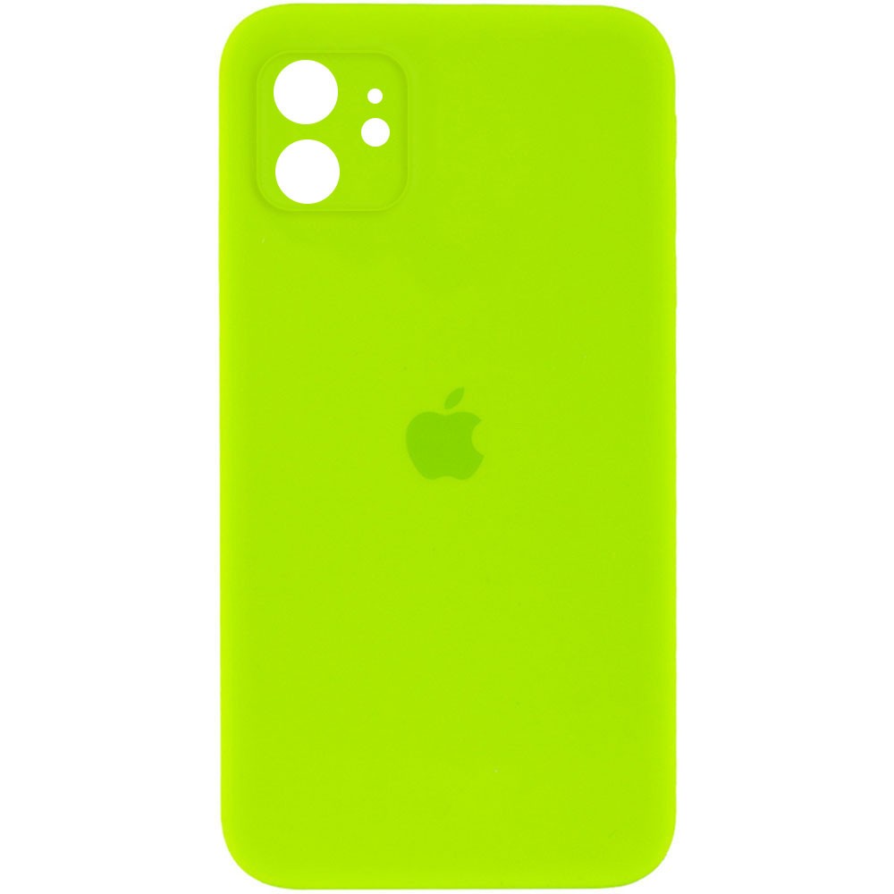 Silicone Case Square Full Camera Protective (AA) для iPhone 11 (Neon green)-0