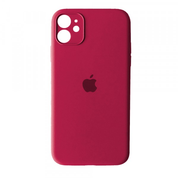Silicone Case Full Camera Protective (AA) для iPhone 12 (6.1") (Rose Red)-0