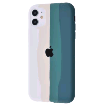 Rainbow Silicone Case Full Camera iPhone 12 (Green)-0