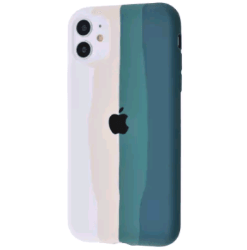 Rainbow Silicone Case iPhone 11 White/green-0