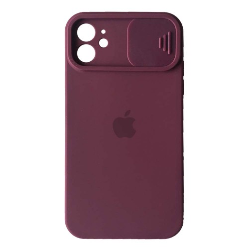 Silicone Case Square Slider Full Camera Protective (AA) для iPhone 12 (Marsala)-0