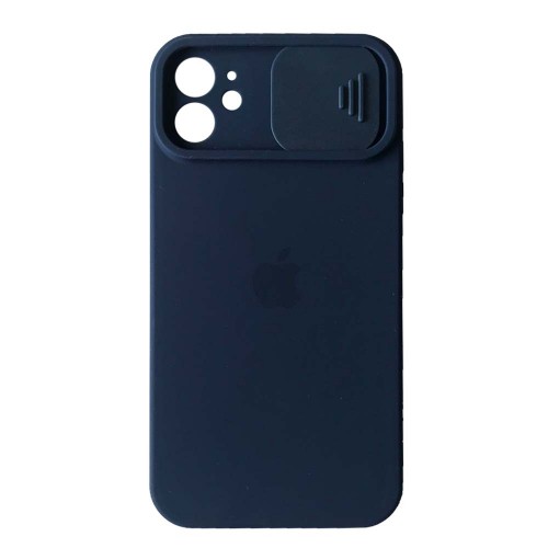 Silicone Case Square Slider Full Camera Protective (AA) для iPhone 12 (Navy blue)-0