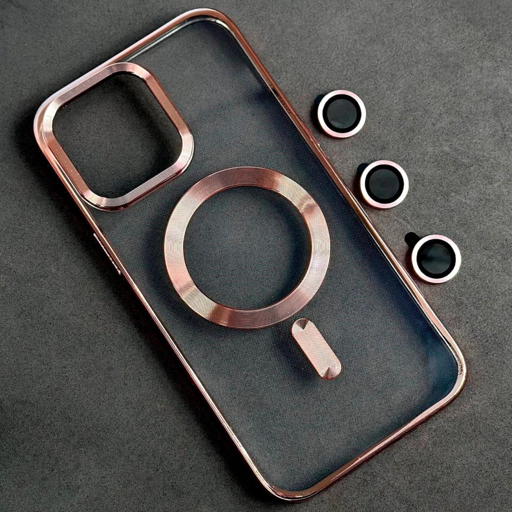 Накладка Chrome Crystal Camera Case MagSafe для Iphone 11 Pro (Rose gold)-0