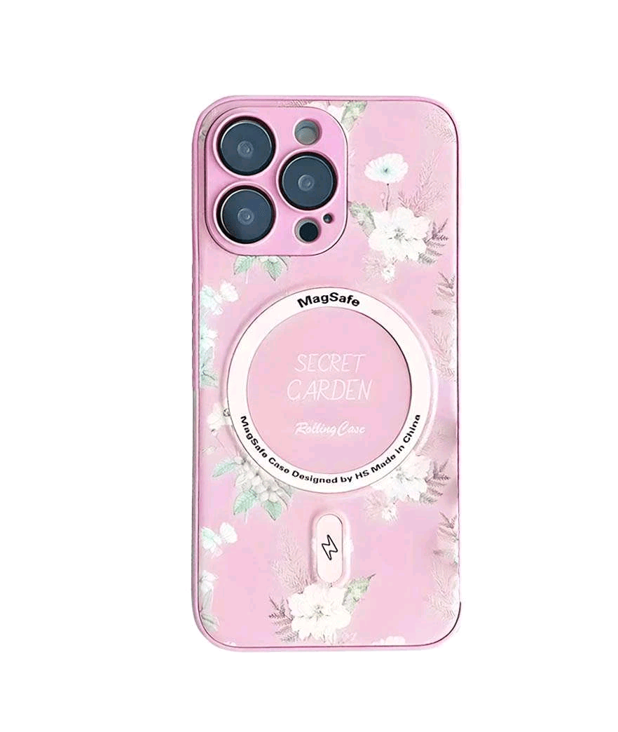 Накладка Flower case (Magsafe+camera protection) для Iphone 11 Pro Max (Pink)-0
