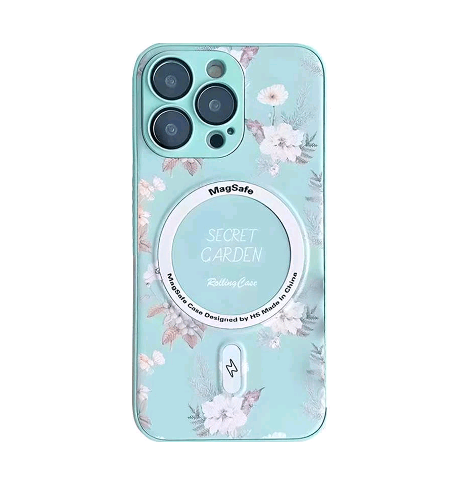 Накладка Flower case (Magsafe+camera protection) для Iphone 11 Pro Max (Green)-0