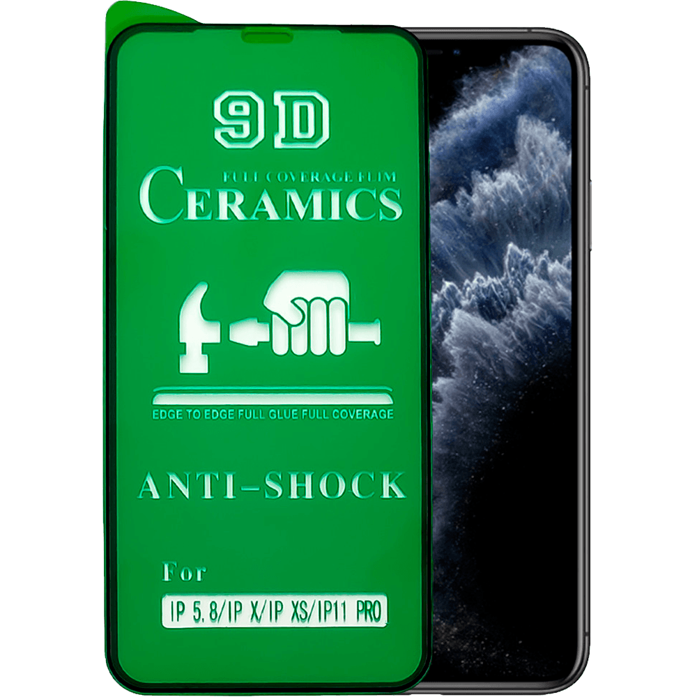 Гнучке скло Ceramic для iPhone X/Xs/ 11 Pro  глянцеве з чорною рамкою-0