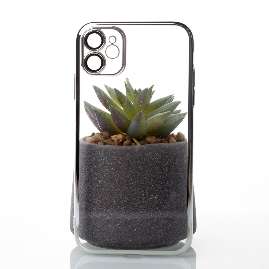 Накладка пластикова GLITTER для iPhone 12 (срібна)-0