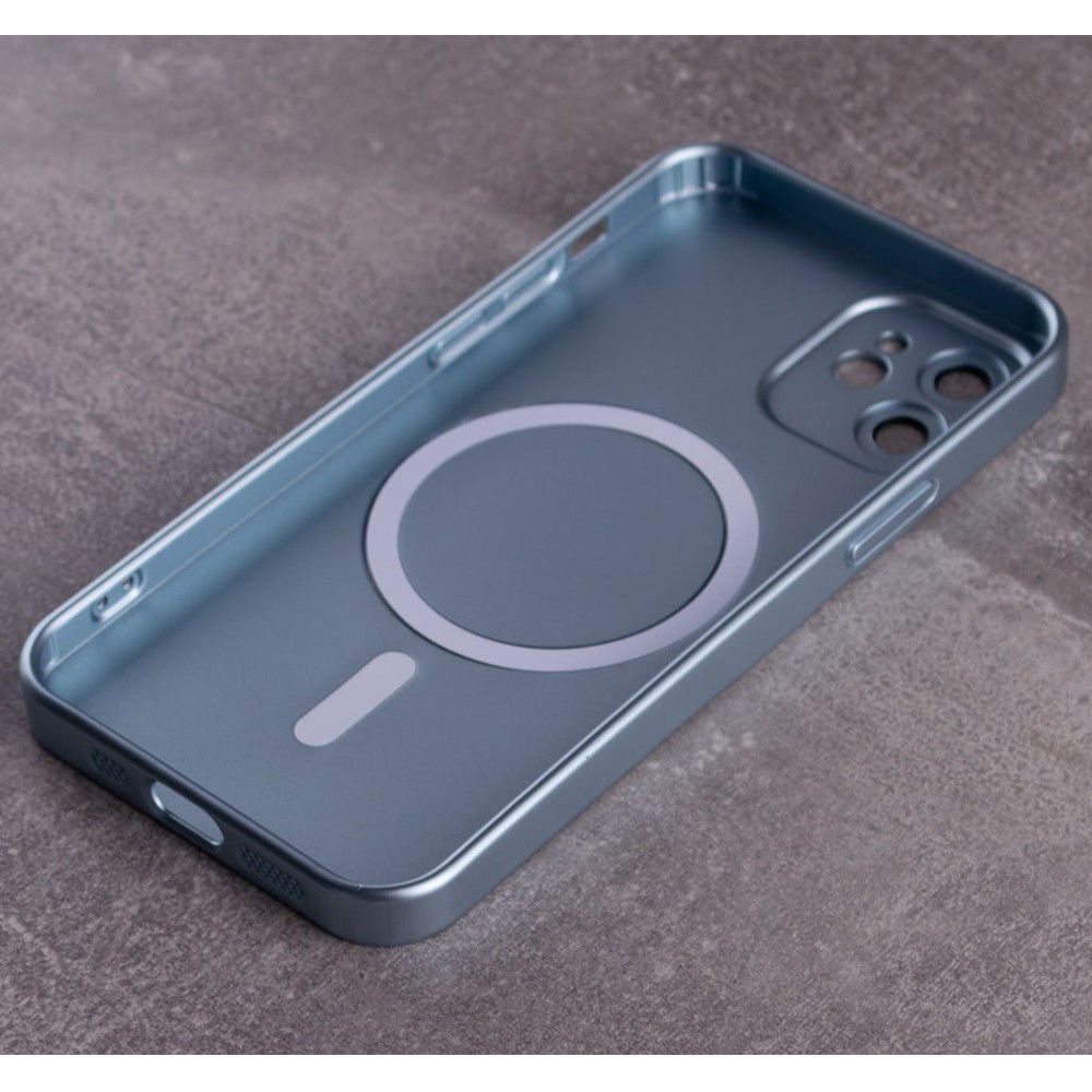 Накладка Matte Silicone with Magsafe для Iphone 12  (Light blue)-1