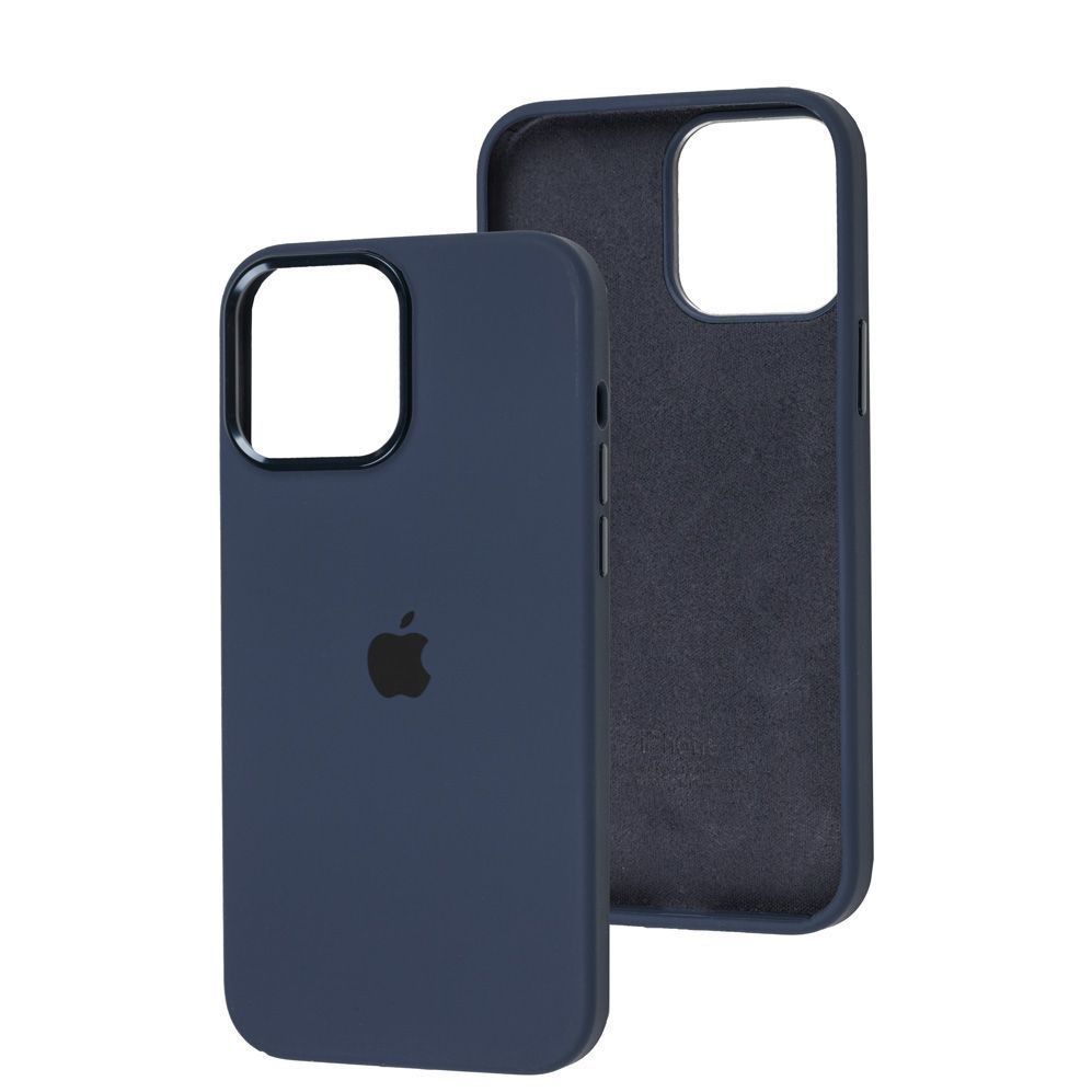 Silicone Case Full (Metal Frame and Buttons) для iPhone 12 Pro/12  (Midnight blue)-0