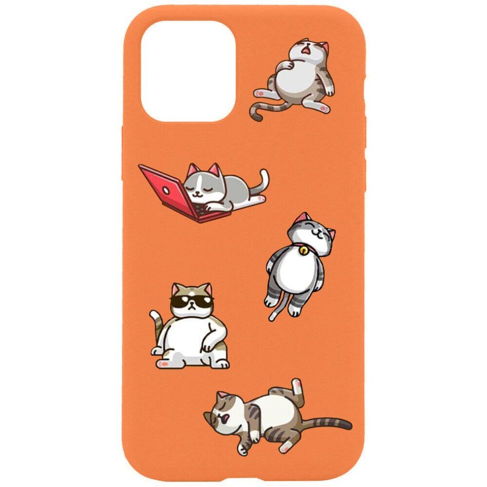 Накладка MiaMi Cartoon для iPhone 11 Pro Orange Lazy Cat-0