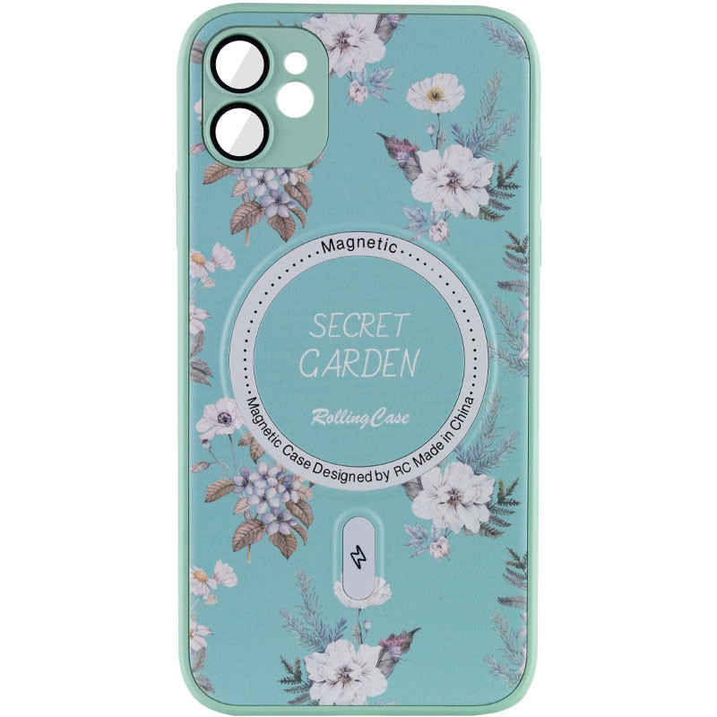 Накладка Flower case (Magsafe+camera protection) для Iphone 12 (Green)-0