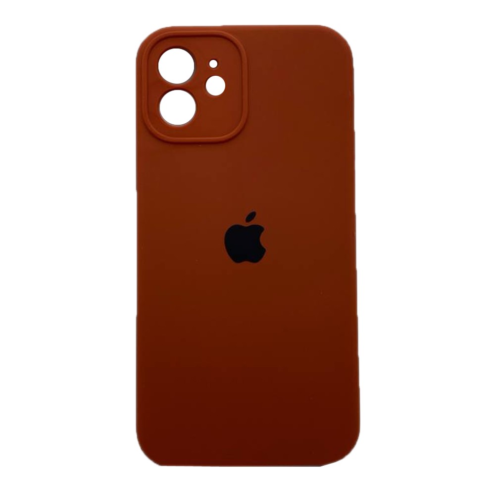 Silicone Case Full Camera Protective (AA) для iPhone 12 (6.1") (Brown)-0