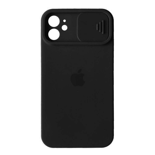 Silicone Case Square Slider Full Camera Protective (AA) для iPhone 12 (Black)-0
