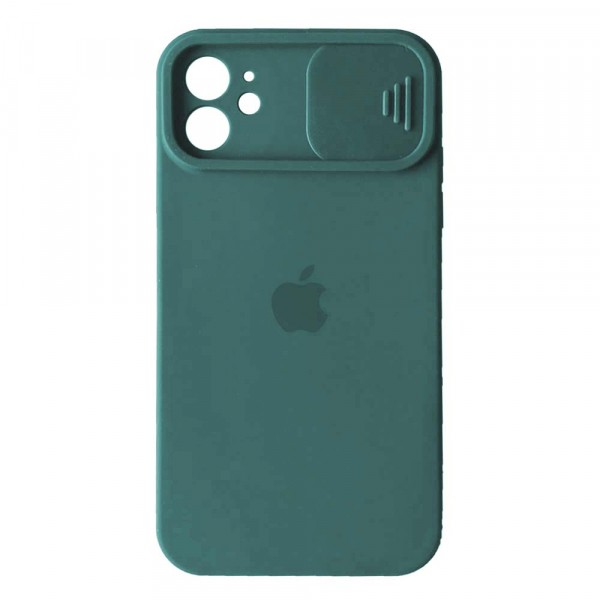 Silicone Case Square Slider Full Camera Protective (AA) для iPhone 12 (Pine green)-0