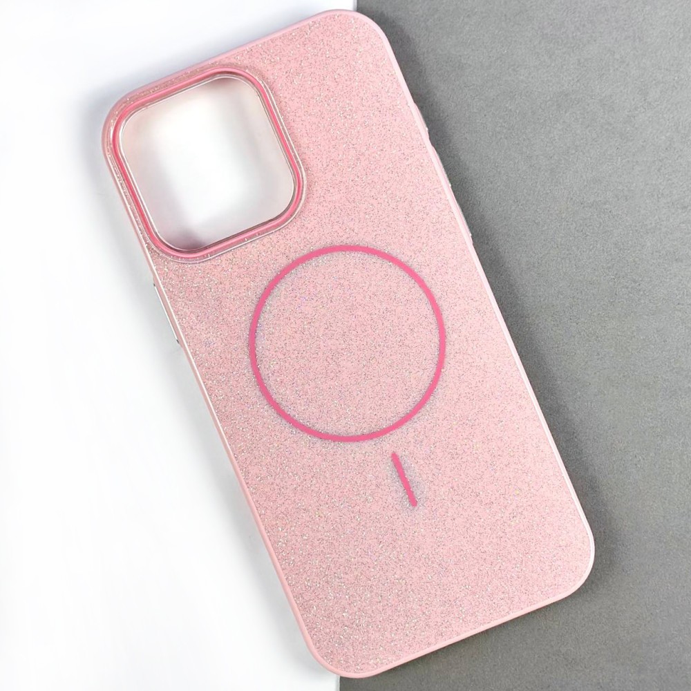 Чохол Color Glitter Magnetic для IPhone 12 Pro Max  (Рожевий)-0