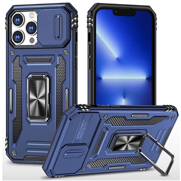 Накладка Camshield Army Ring для iPhone 12 Pro / 12 синя-0
