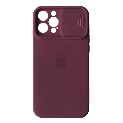 Silicone Case Square Slider Full Camera Protective (AA) для iPhone 12 Pro Max (Marsala)-0