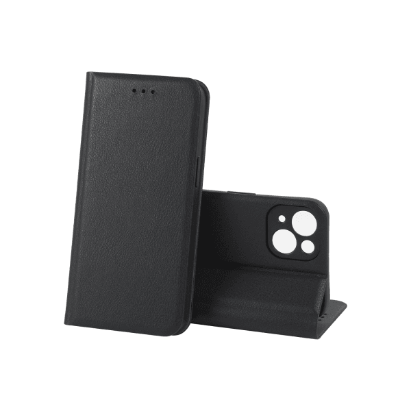 Книжка LEATHER для Iphone 13 чорна-0