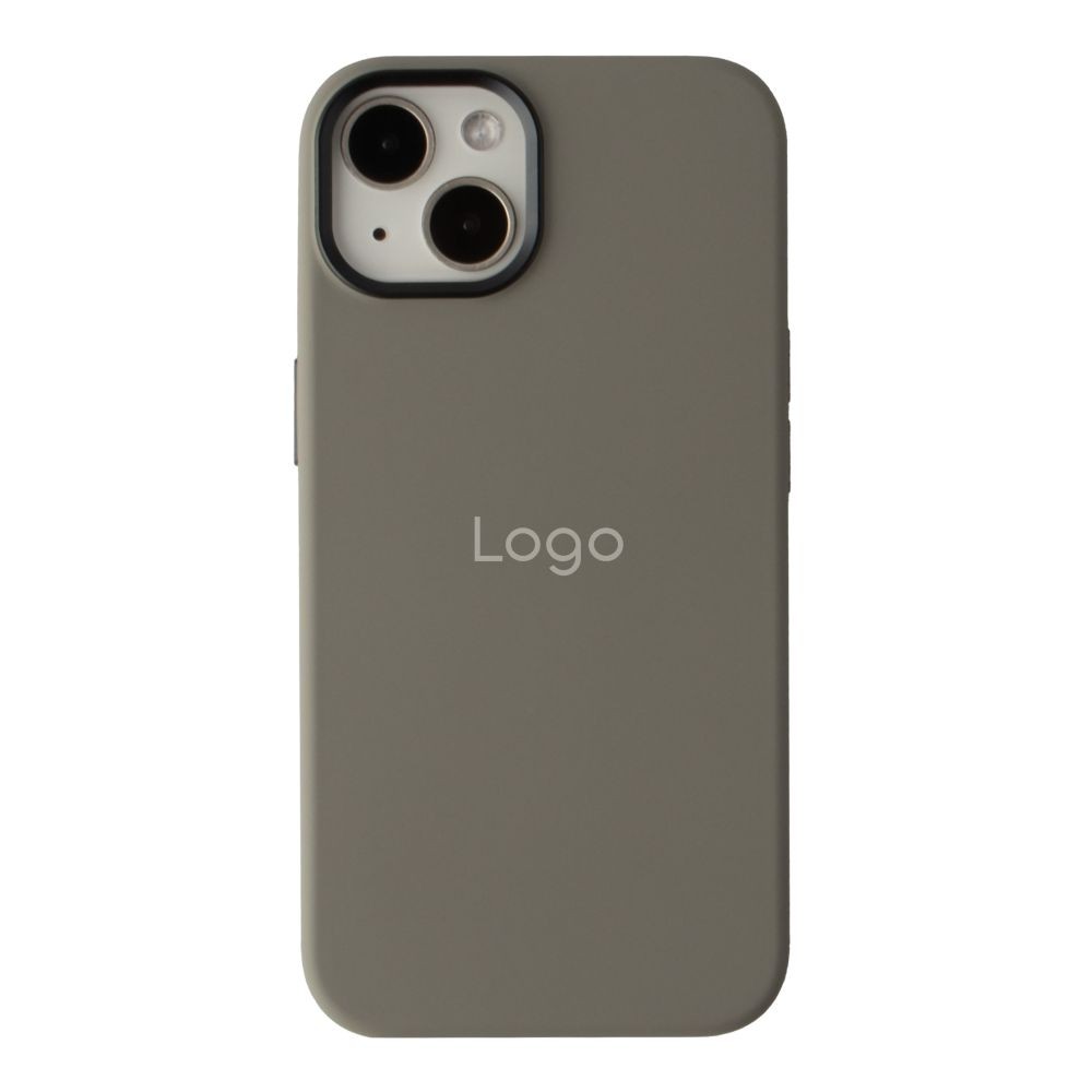 Silicone Case Full (Metal Frame and Buttons) для iPhone 13/14 (Light grey)-0