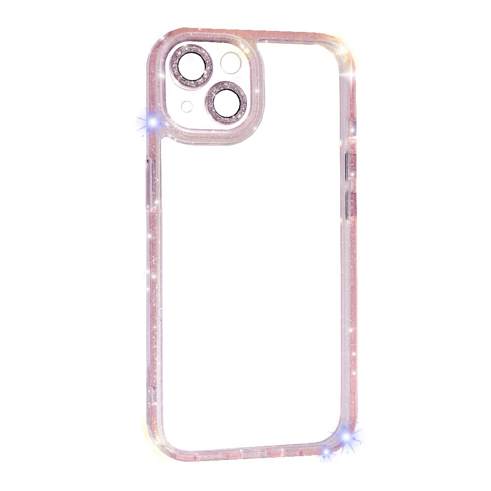 Накладка Corner shining для Iphone 13  (Рожеві блисківки)-0