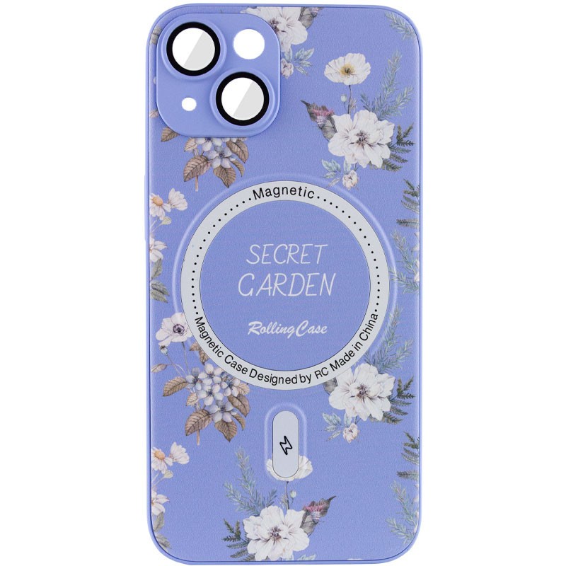 Накладка Flower case (Magsafe+camera protection) для Iphone 13 (Violet)-0