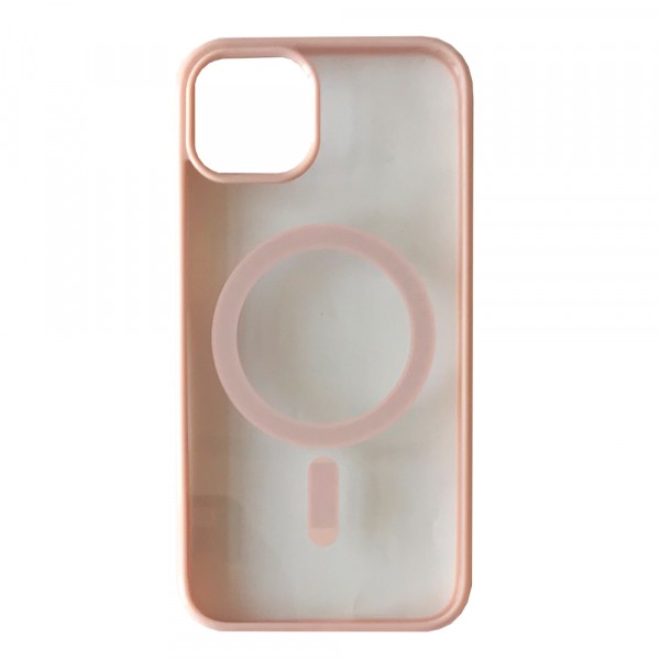 Накладка Magsafe clear для iPhone 13/14 рожева-0