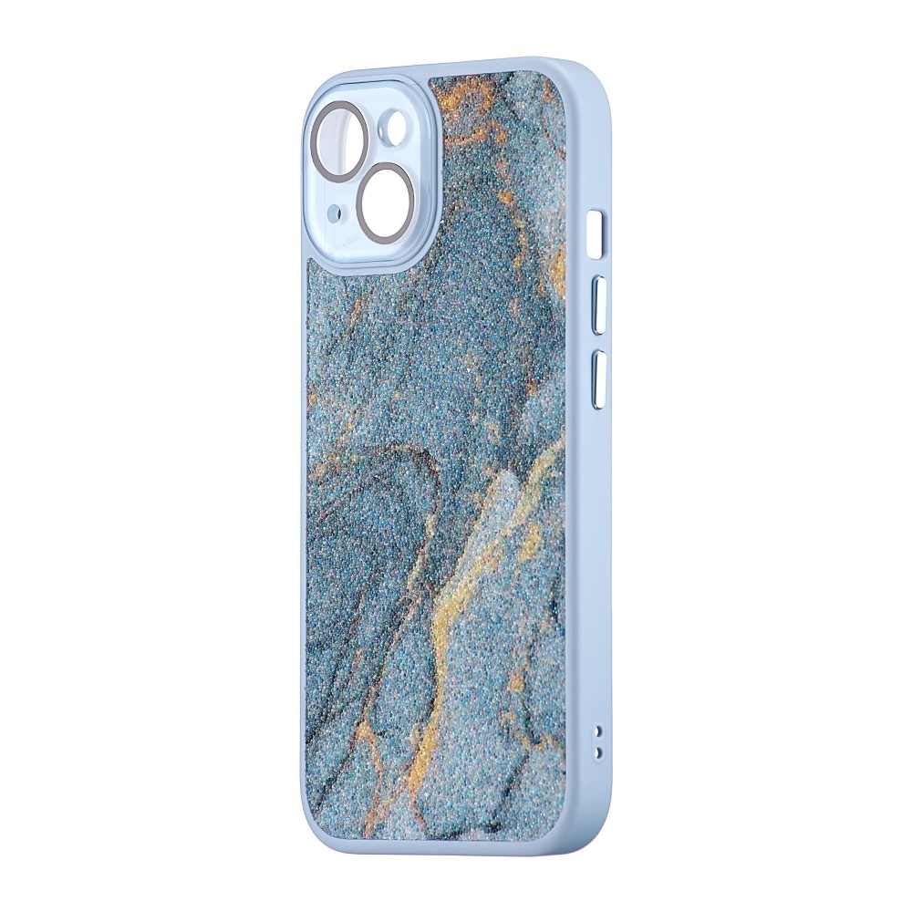 Накладка Glitter Marble Case для Iphone 13 (Light blue)-0