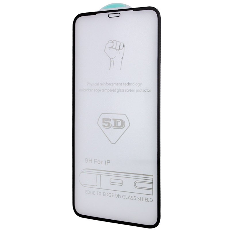 Захисне скло 5D Hard (full glue) для iPhone 13 Pro Max (6.7") з чорною рамкою (м`яка упаковка)-0