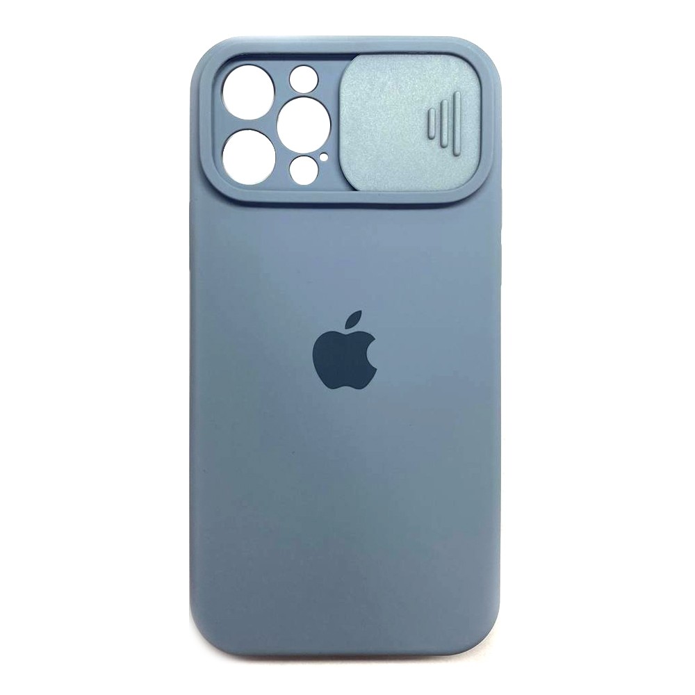 Silicone Case Square Slider Full Camera Protective (AA) для iPhone 12 Pro (Lavander grey)-0