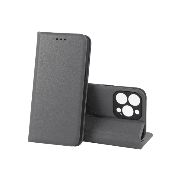 Книжка LEATHER для Iphone 13 Pro сіра-0