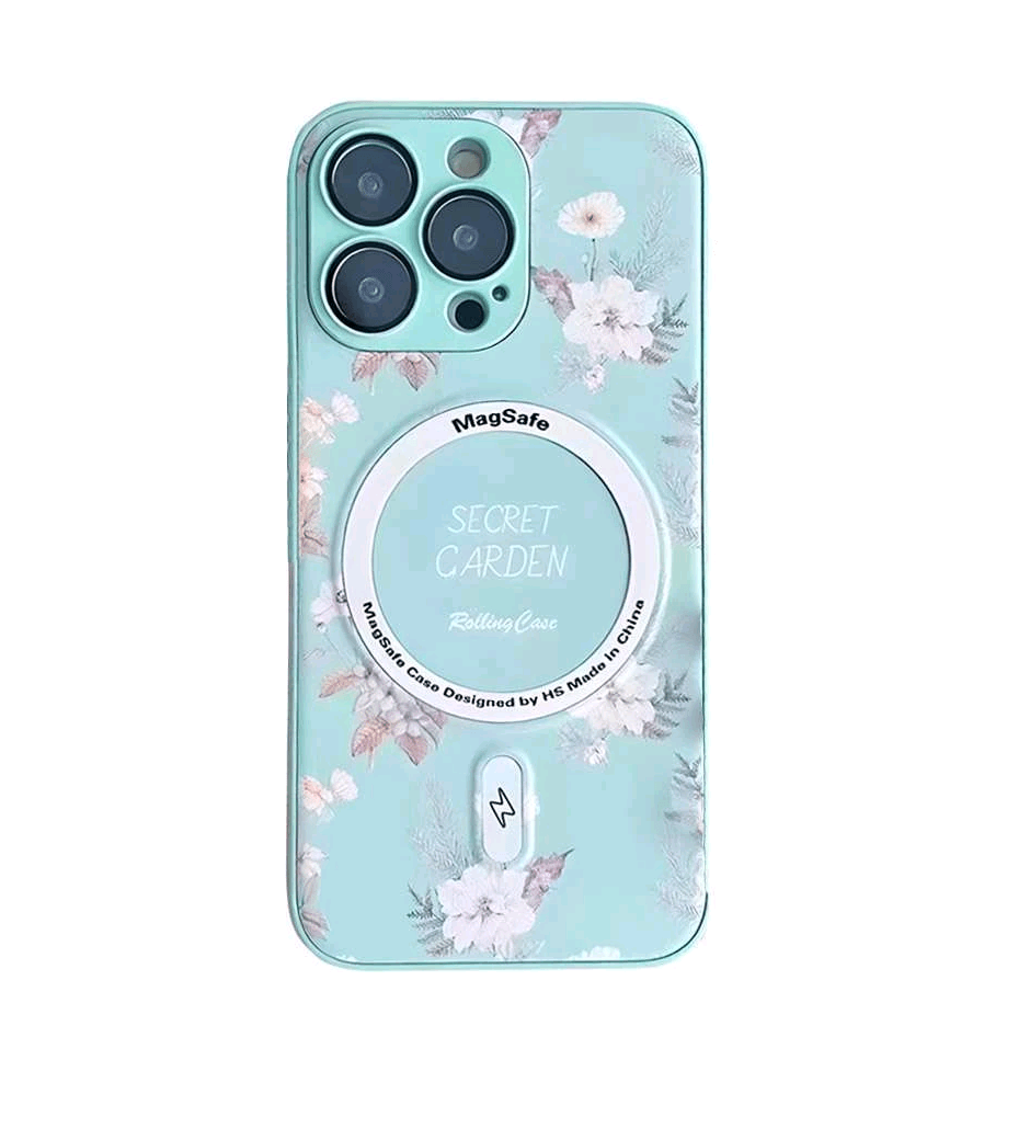 Накладка Flower case (Magsafe+camera protection) для Iphone 13 Pro Max (Green)-0