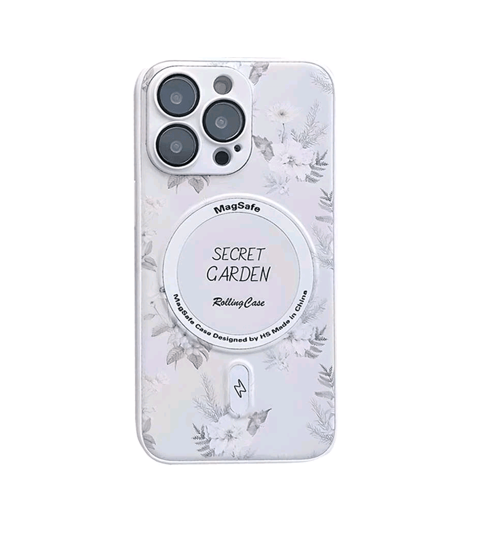 Накладка Flower case (Magsafe+camera protection) для Iphone 13 Pro (White)-0