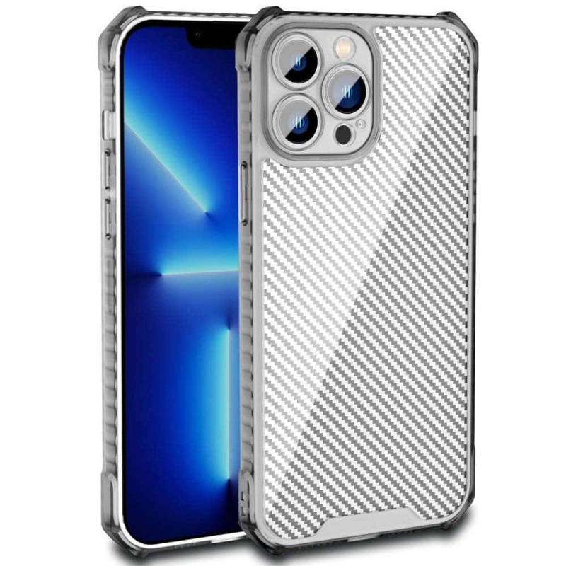 Накладка Ease Carbon для iPhone 13 Pro Max (6.7") (Чорний / Прозорий)-0