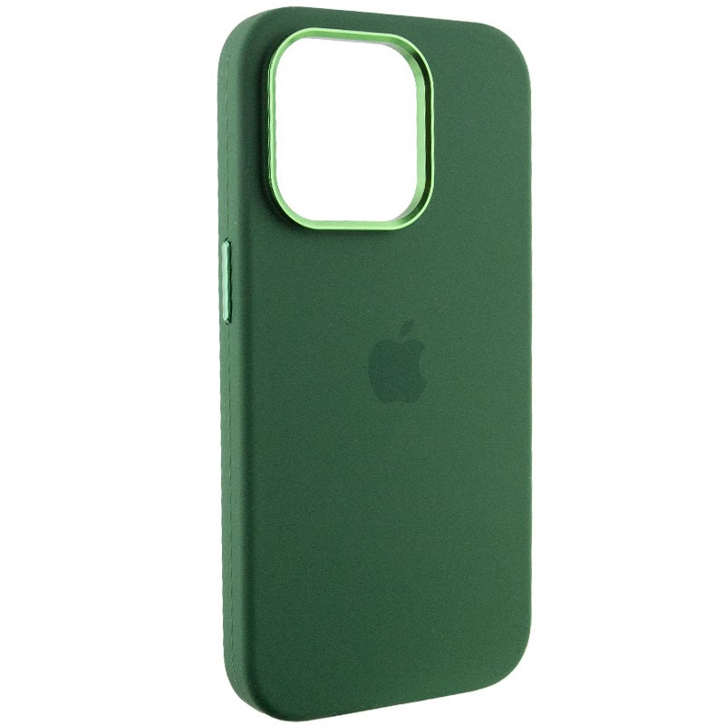 Silicone Case Full (Metal Frame and Buttons) для iPhone 13 Pro Max (Dark green)-0
