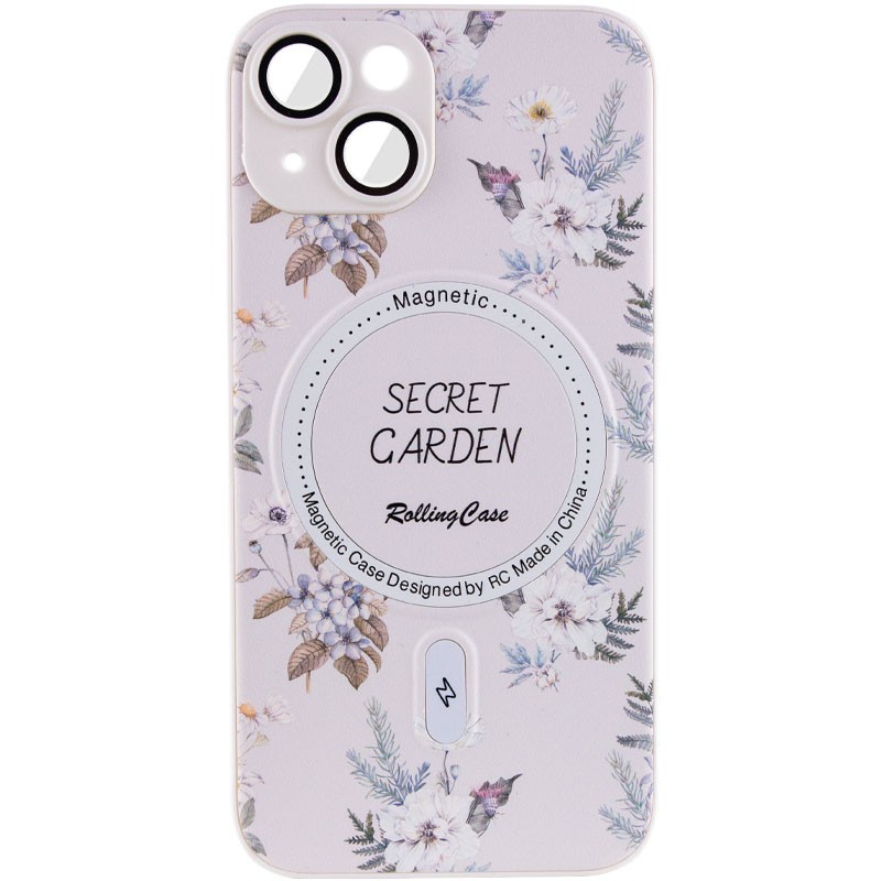 Накладка Flower case (Magsafe+camera protection) для Iphone 14 (White)-0