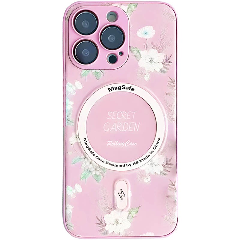 Накладка Flower case (Magsafe+camera protection) для Iphone 14 Plus (Pink)-0